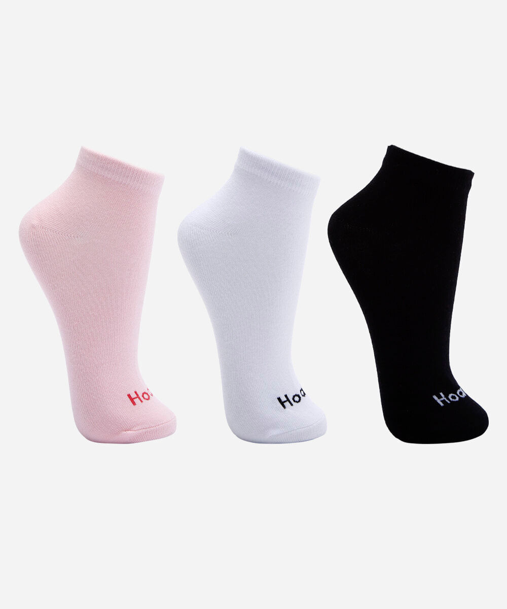 kit de 3 meias cano médio colorido
