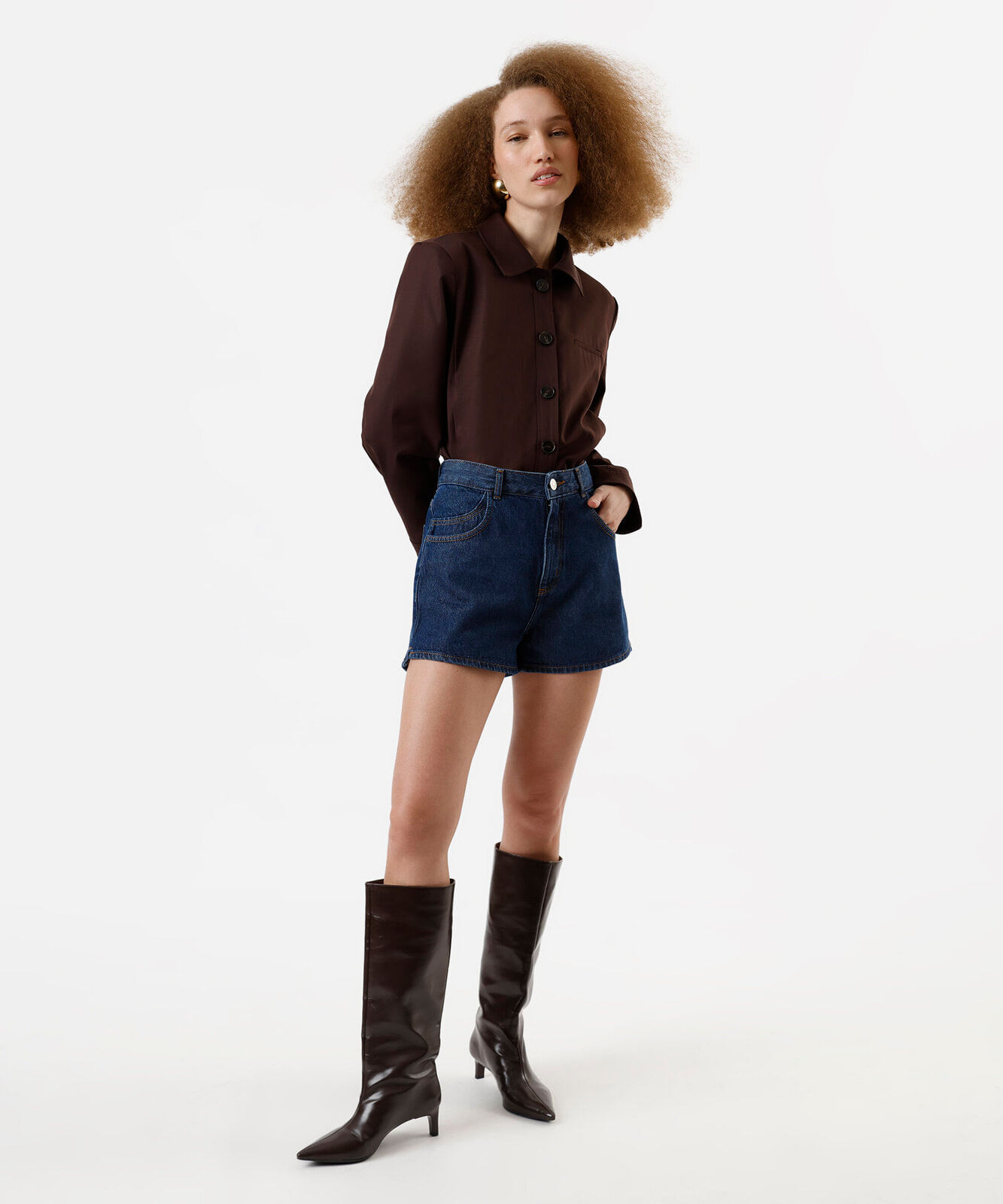 short mom feminino jeans azul