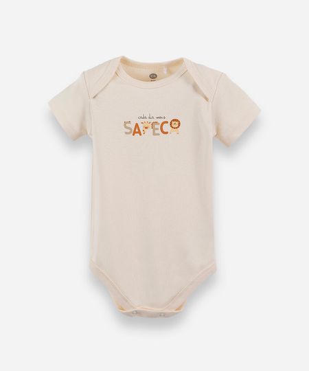 body infantil de algodão animais bege 3-6 body infantil de algodão animais bege 3-6