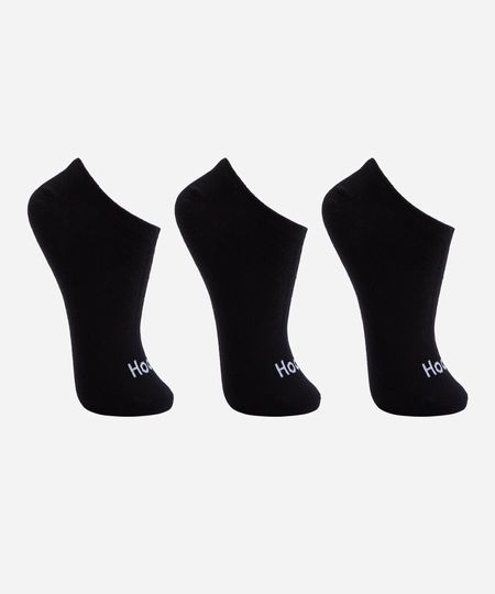 kit de 3 meias cano baixo preto 33-38