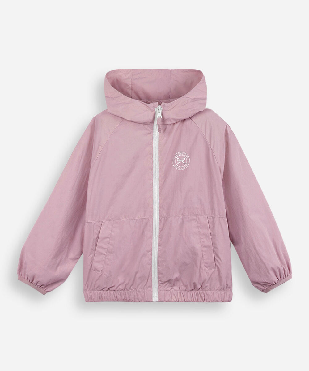 jaqueta corta vento infantil com capuz rosa