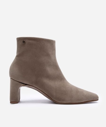 bota cano curto bico fino salto grosso via uno bege 35 bota cano curto bico fino salto grosso via uno bege 35