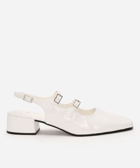 scarpin boneca com fivelas salto baixo mindset branco 34