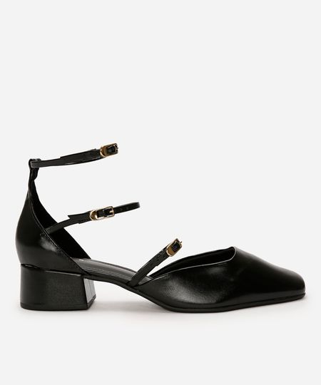 scarpin tiras finas salto baixo mindset preto 38