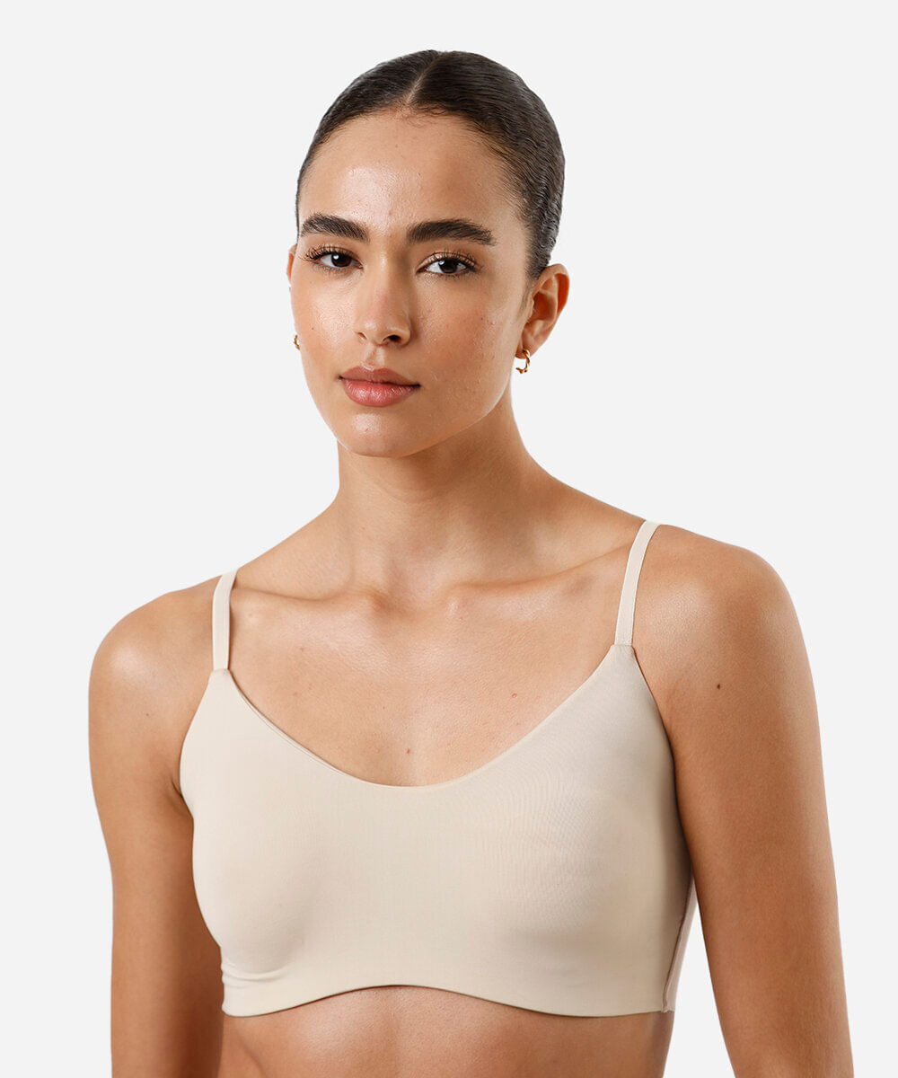 sutiã feminino top de poliamida delrio bege