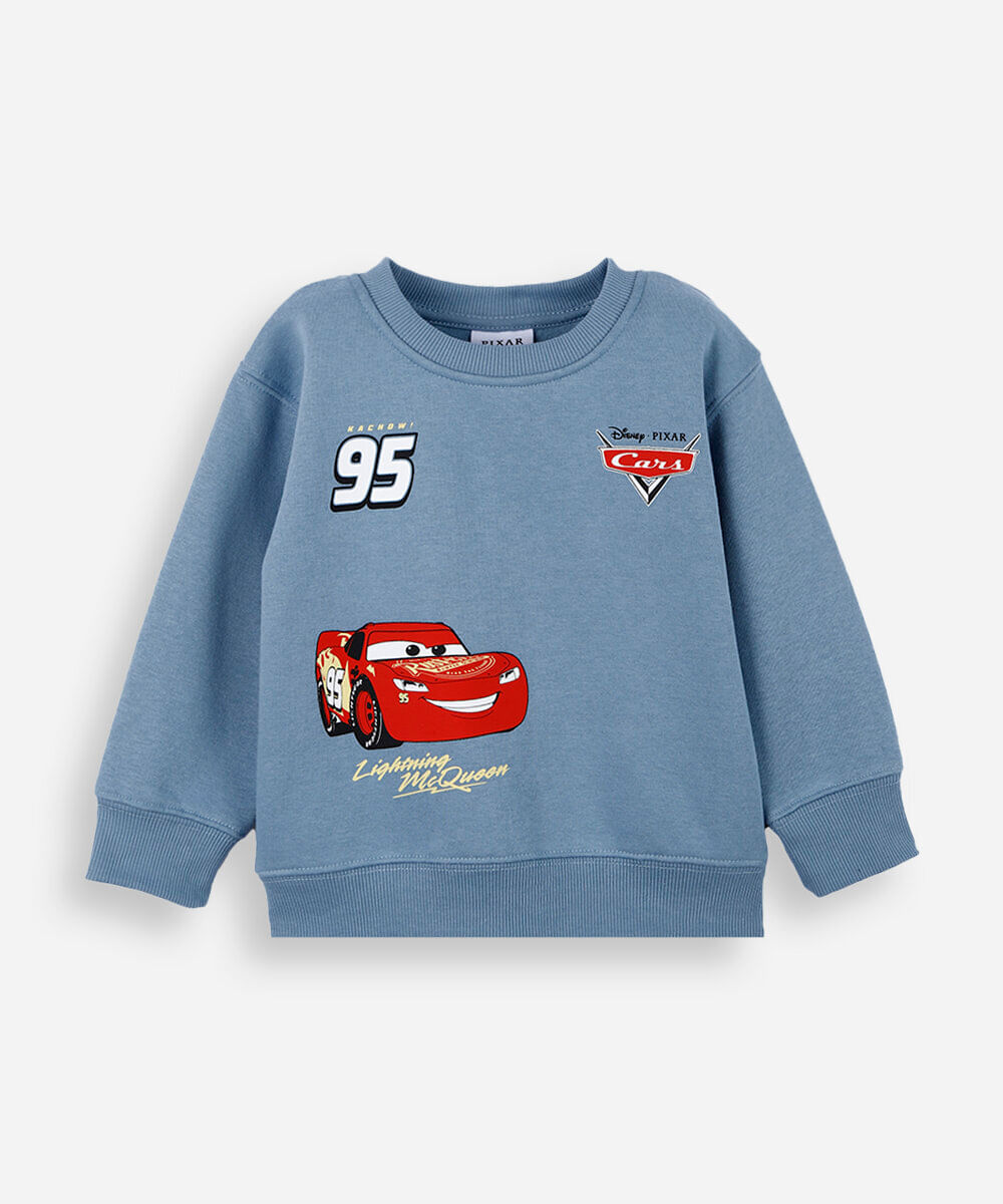 blusão infantil de moletom carros azul
