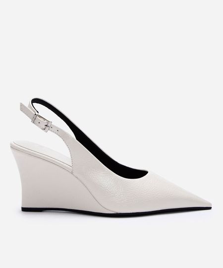 scarpin anabela slingback com bico fino - branco 38