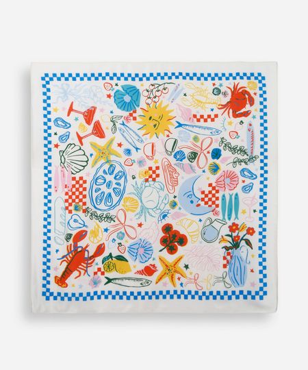 lenço quadrado estampado colorido UNICO