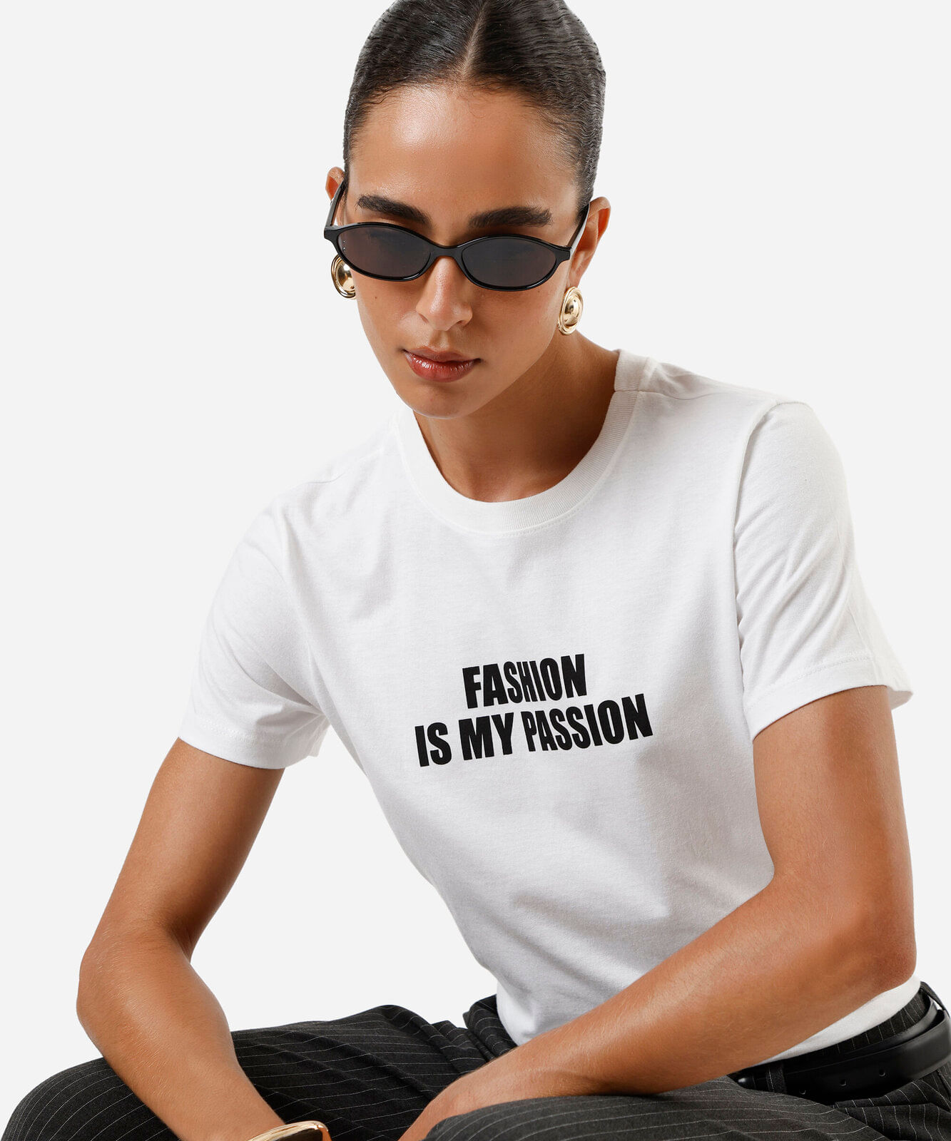 camiseta feminina de algodão fashion off white