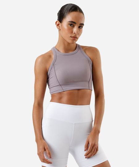 top cropped feminino canelado - roxo médio M