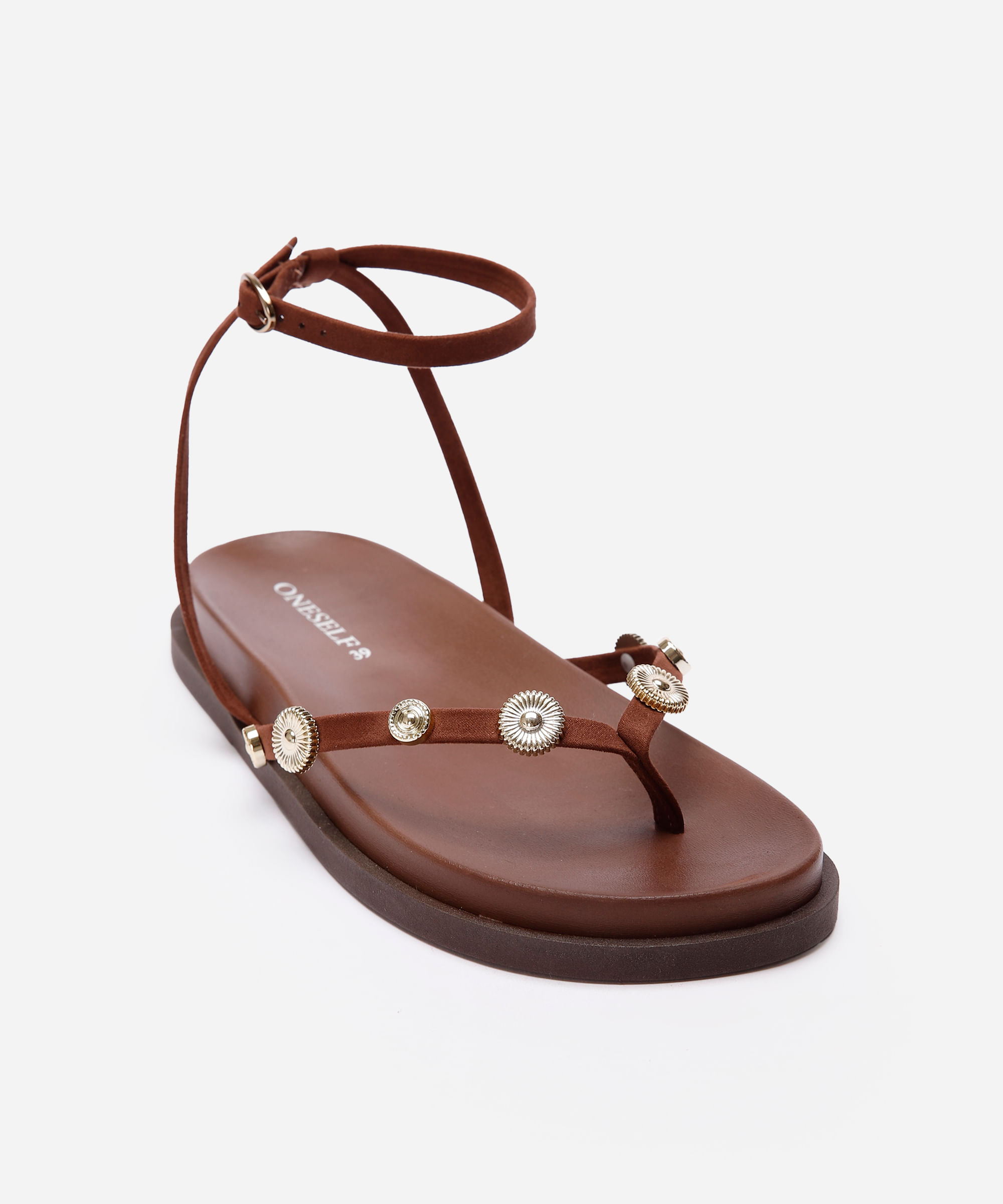 rasteirinha flatform com apliques oneself marrom