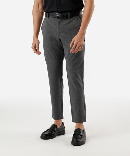 calça slim masculina xadrez com bolsos cinza 38