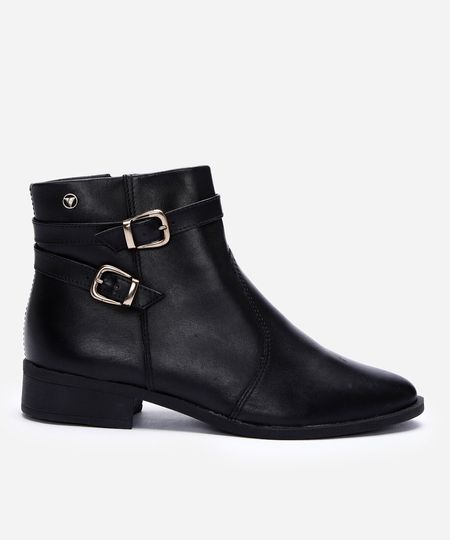 bota cano curto com fivelas via uno preta 36