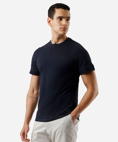 camiseta masculina de algodão punhos canelados azul G