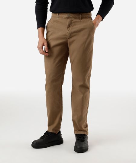 calça chino slim masculina de sarja bege 38
