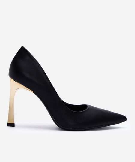 scarpin bico fino salto fino preto 39