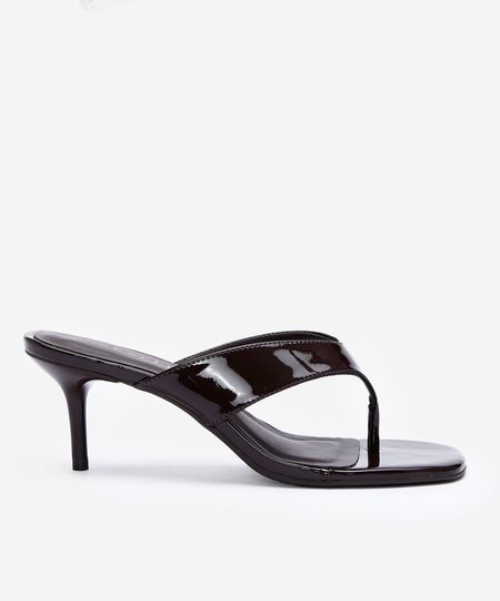 tamanco bico quadrado salto fino marrom 36