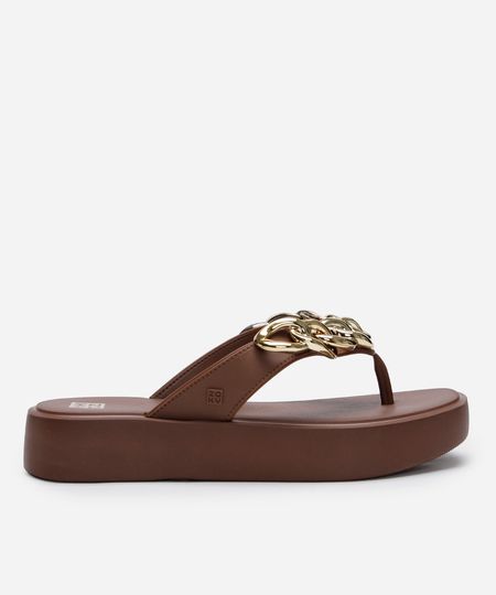 sandália flatform feminina zaxy com elos marrom 38 sandália flatform feminina zaxy com elos marrom 38