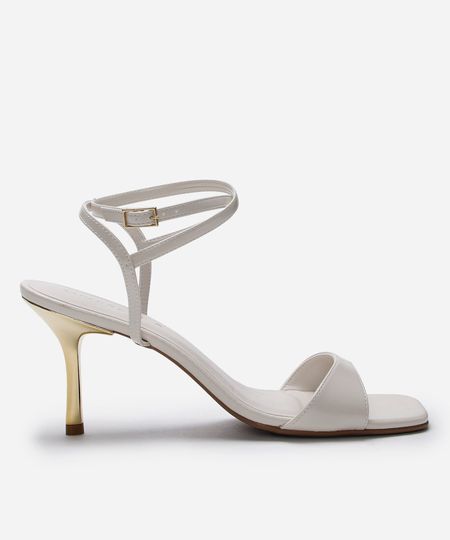 sandália bico quadrado salto fino oneself off white 38 sandália bico quadrado salto fino oneself off white 38