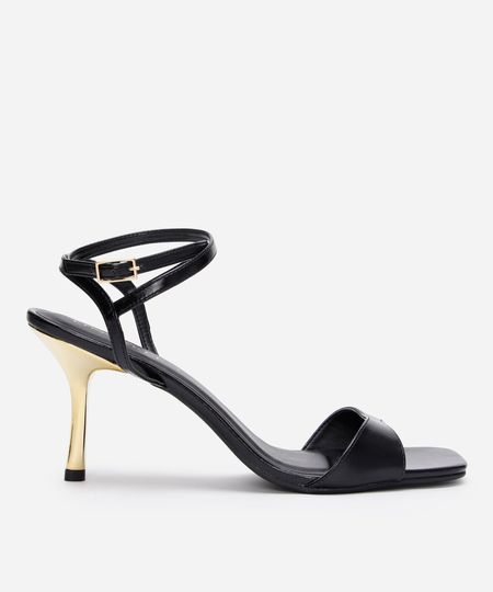 sandália bico quadrado salto fino oneself preta 37 sandália bico quadrado salto fino oneself preta 37