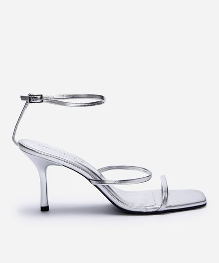 sandália de salto com tiras finas oneself prata 38 sandália de salto com tiras finas oneself prata 38