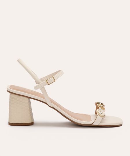 sandália tira fina com tachas salto texturizado oneself off white 35