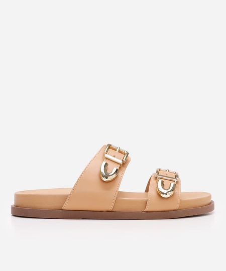 papete flatform feminina com fivela oneself bege 35