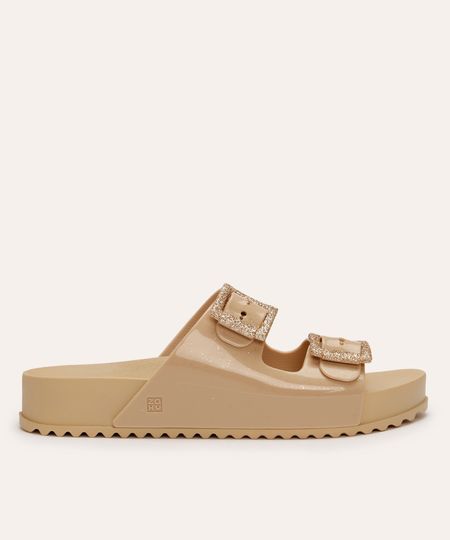 papete feminina zaxy de suede com fivela bege 35 papete feminina zaxy de suede com fivela bege 35