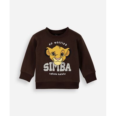blusão infantil de moletom simba o rei leão marrom