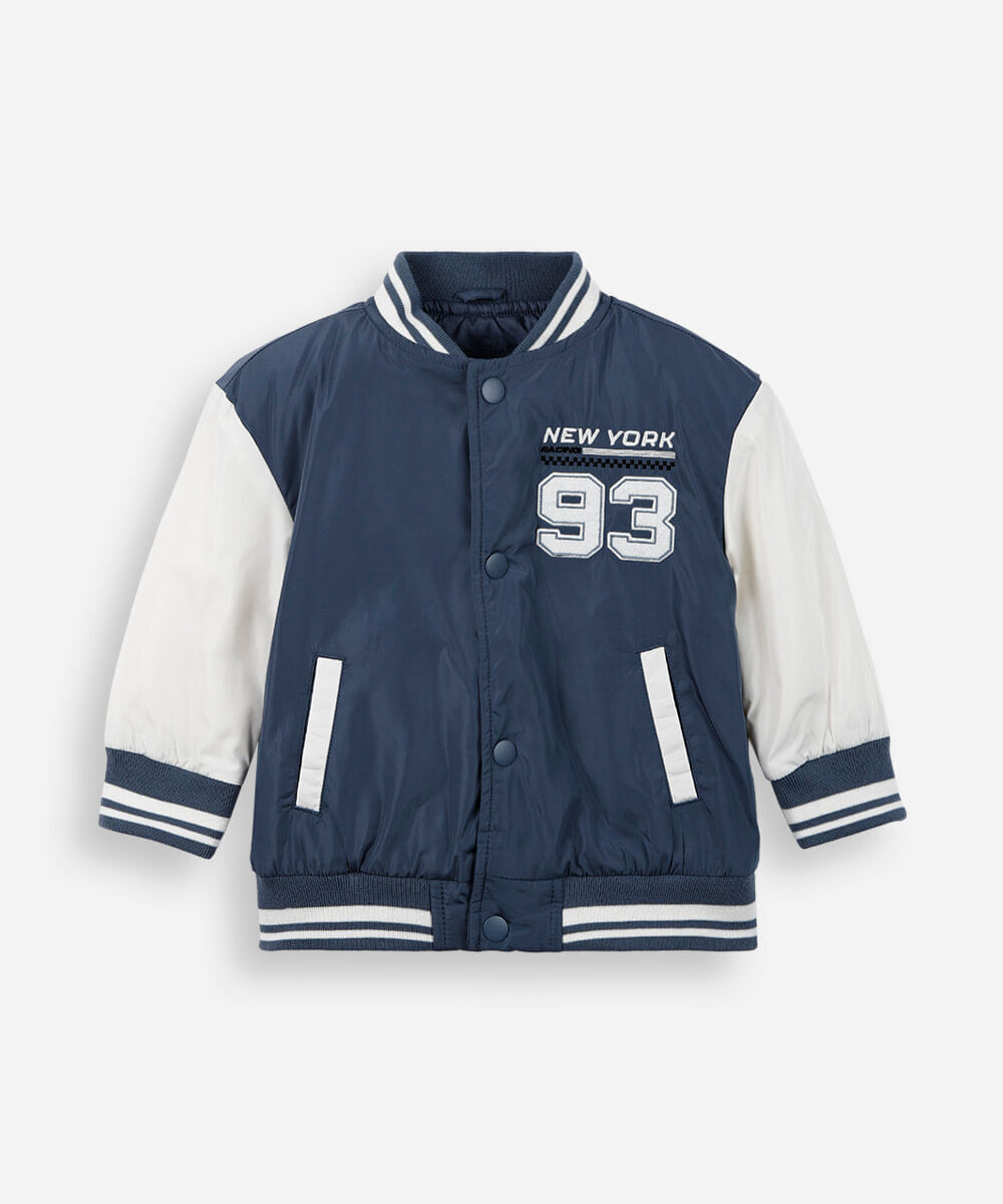 jaqueta college infantil new york azul