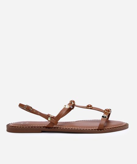 rasteirinha com tachas oneself marrom 35 rasteirinha com tachas oneself marrom 35