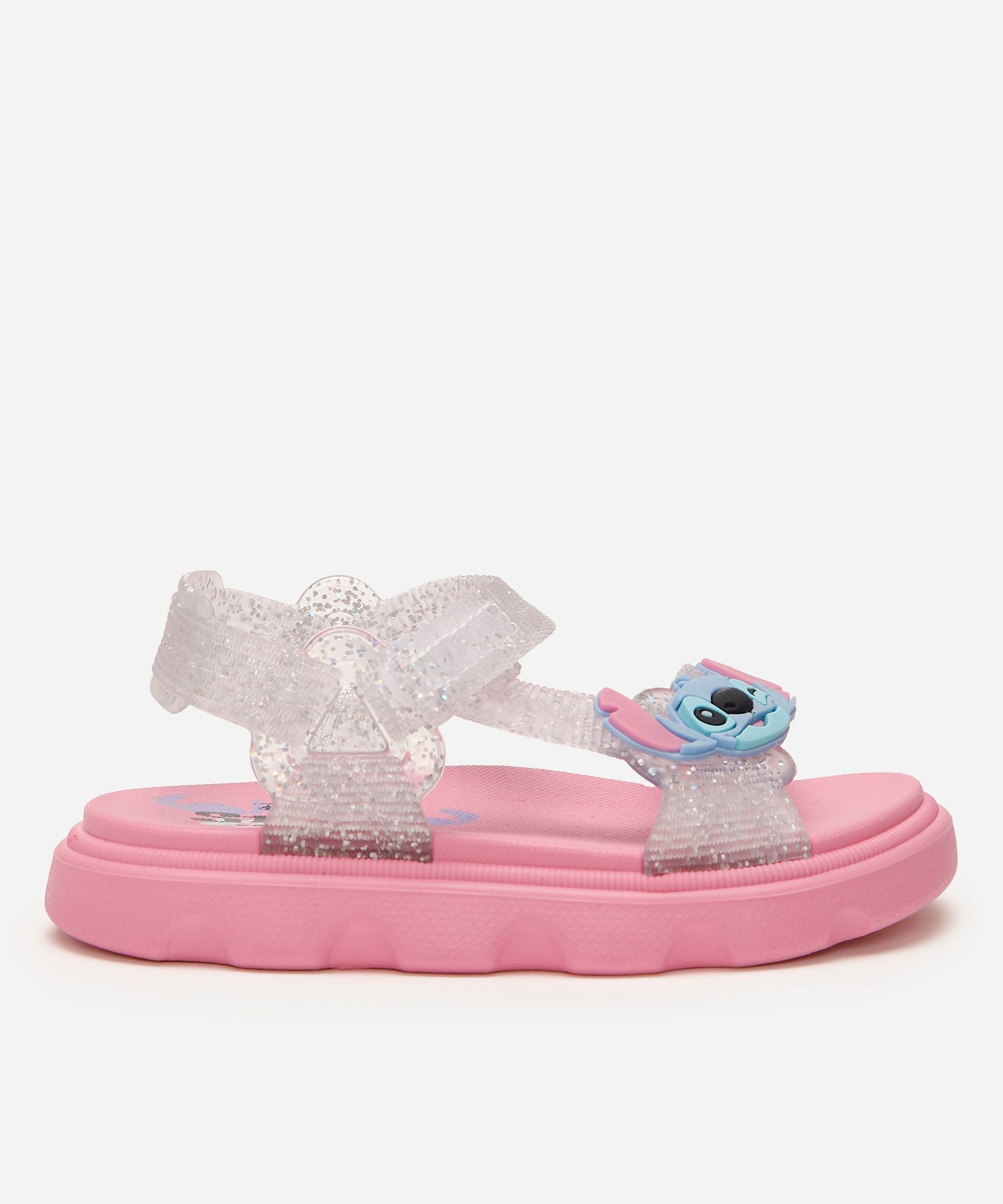 sandália papete velcro stitch rosa