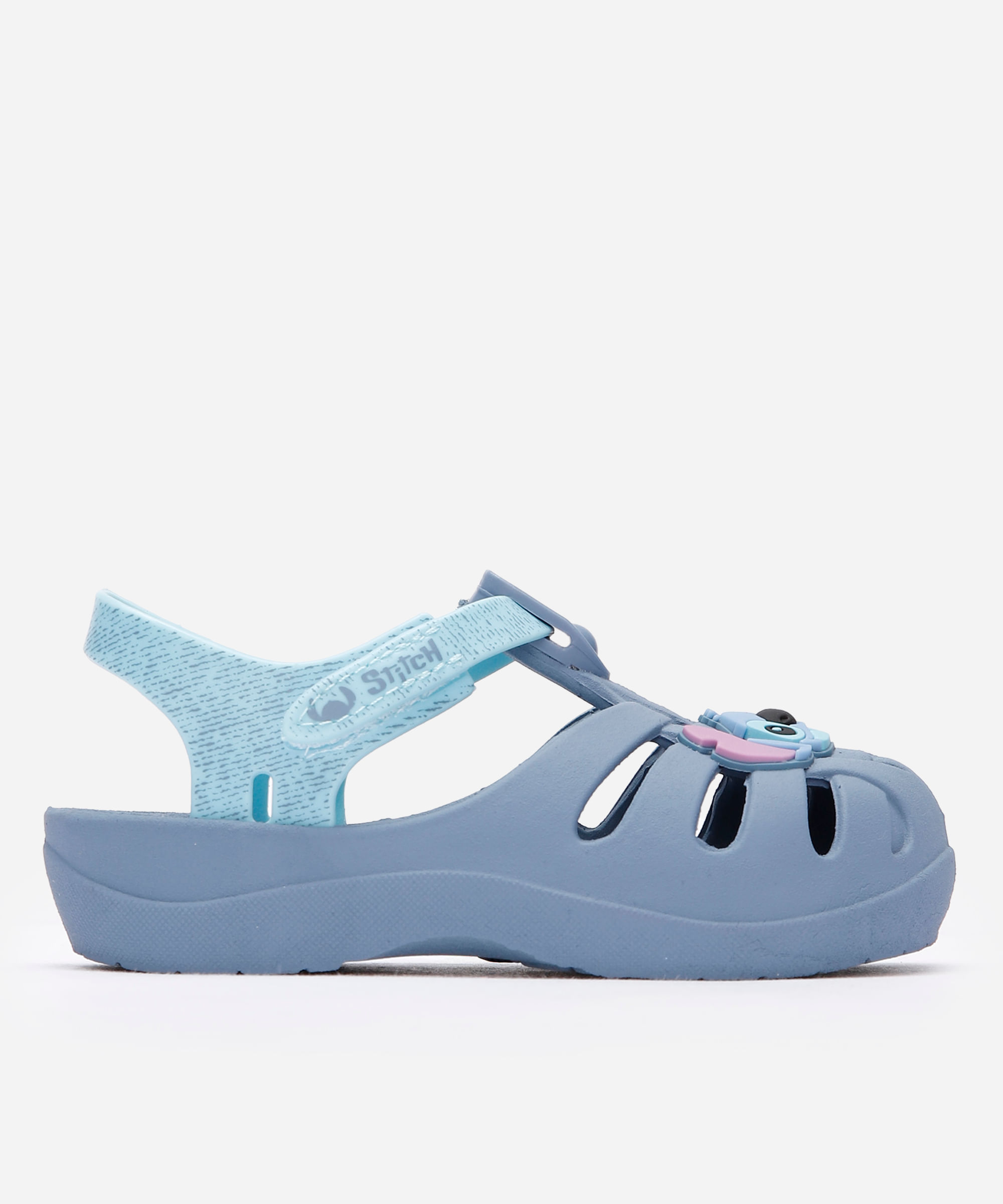 sandália infantil stitch com brilho grendene azul