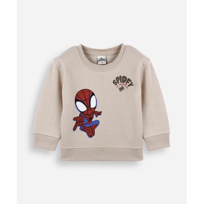 blusão infantil de moletom homem aranha bege