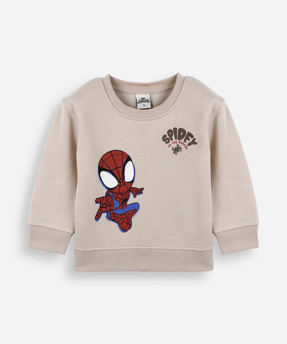 blusão infantil de moletom homem aranha bege