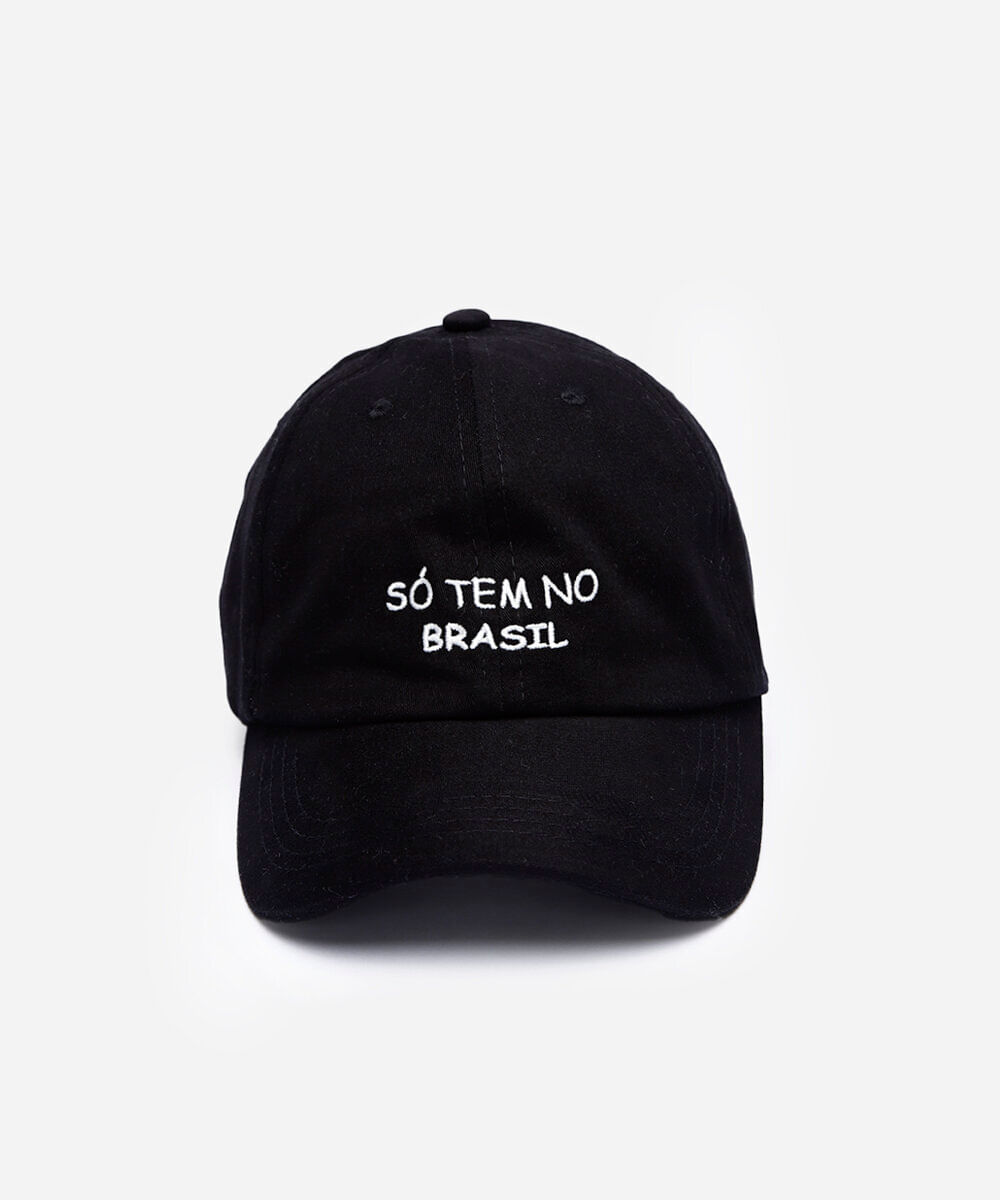 boné aba curva de sarja bordado só tem no brasil preto