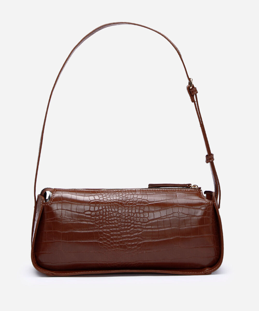 bolsa baguete croco marrom