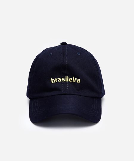 boné aba curva de sarja bordado brasileira azul UNICO