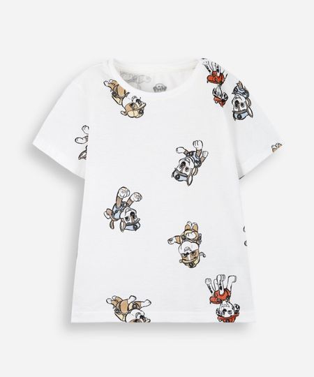 camiseta infantil de algodão patrulha canina off white 2