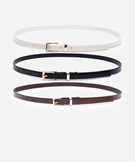 kit de 3 cintos com fivela quadrada colorido 85CM