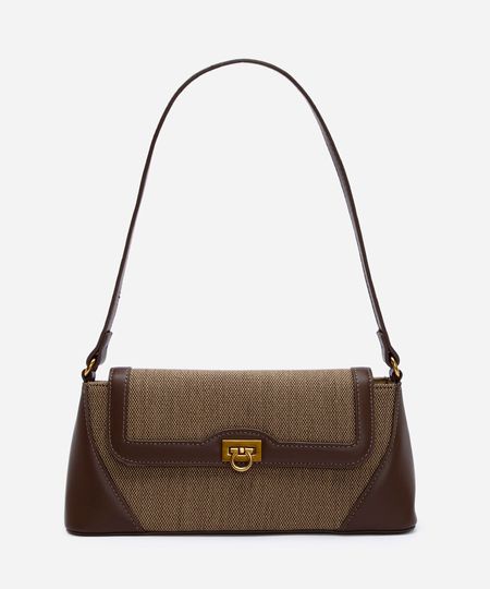 bolsa baguete com recortes marrom UNICO