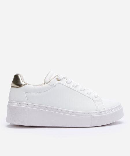 tênis feminino casual flatform com detalhes branco 34