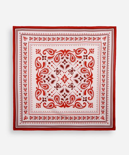lenço acetinado paisley vermelho UNICO