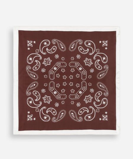 lenço quadrado acetinado paisley marrom UNICO lenço quadrado acetinado paisley marrom UNICO