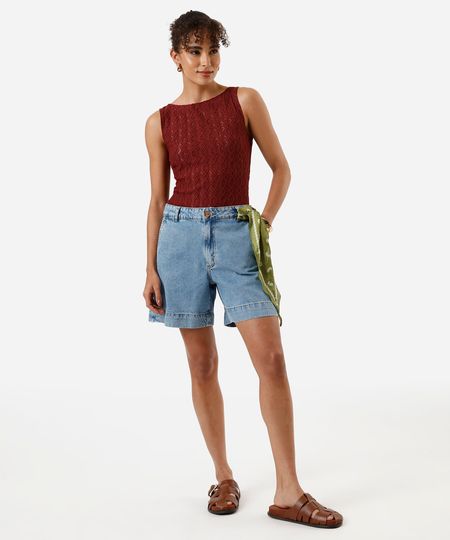 bermuda reta feminina jeans azul 38 bermuda reta feminina jeans azul 38