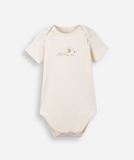 body infantil de algodão peruano estampado bege 3-6 body infantil de algodão peruano estampado bege 3-6