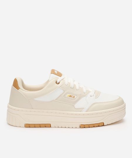 tênis casual flatform com recortes ace off white 34 tênis casual flatform com recortes ace off white 34
