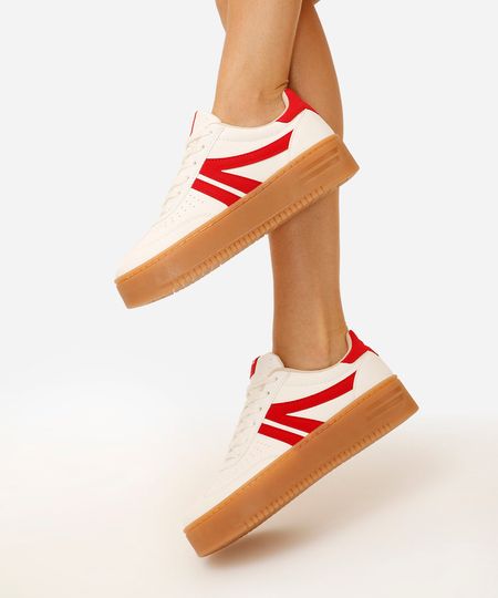 tênis plataforma casual com recortes ace branco 39