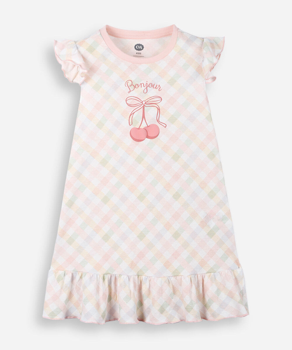 camisola infantil de algodão xadrez colorido
