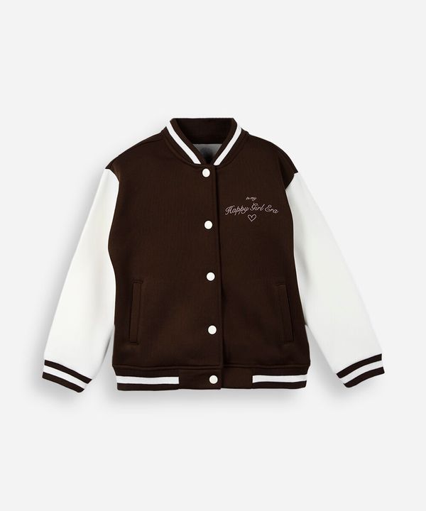 jaqueta bomber infantil de moletom college marrom 12